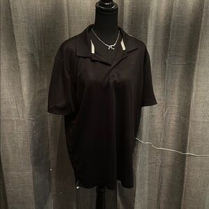Tahari Black Polo Shirt with Short Sleeves and Relaxed Fit